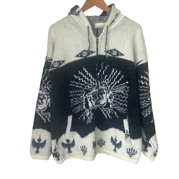 Andes Sun Good Thunderbird Alpaca Knit Hoodie Size XL - Picture 1 of 4